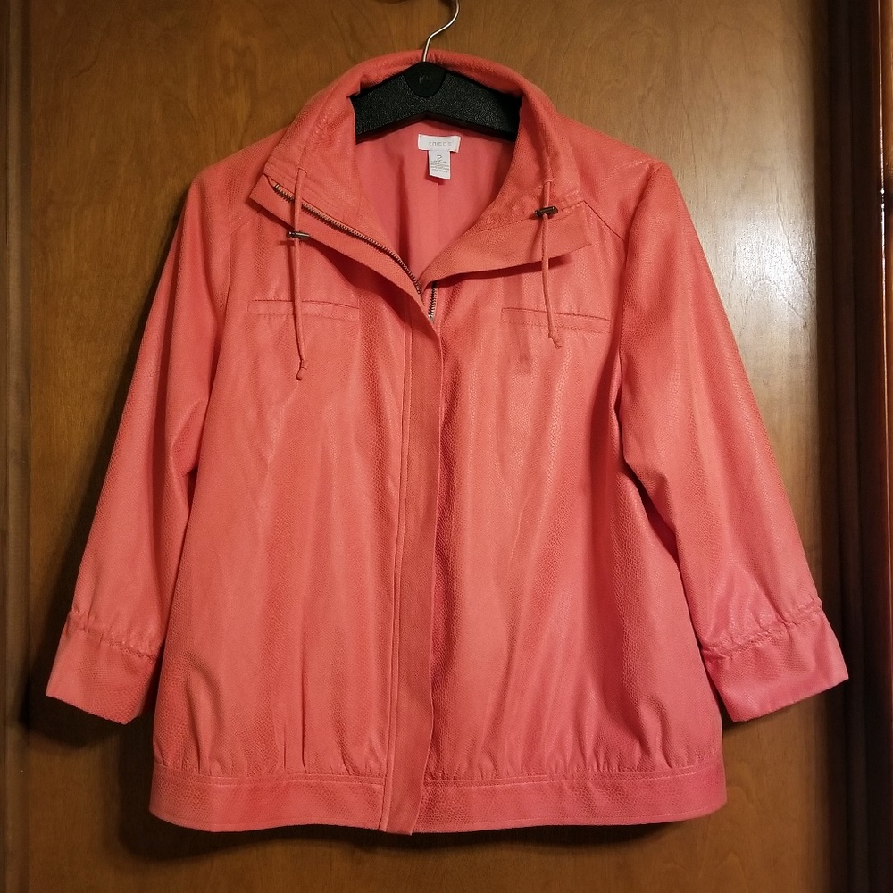 Chicos Coral Snake Skin Style Jacket Size 2
